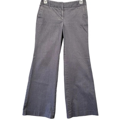 Loft Ann Taylor Gray Preppy Flare Pants Subtle Stripe Classic Ann Women's Size 6 - Image 1 of 4