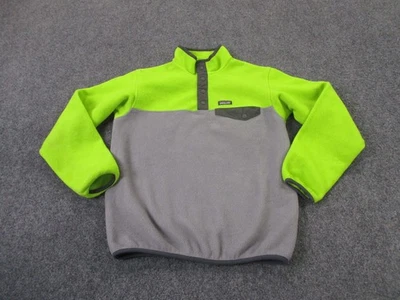Patagonia Jacket Boys XL 14 Yellow Gray Snap T Synchilla Fleece Sweater Outdoors - Image 1 of 4