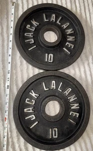 Paar 10 Pfund Vintage Jack Lalanne Hantelscheiben Olympia 2" 20 Pfund Gesamt Selten Eisen - Bild 1 von 21