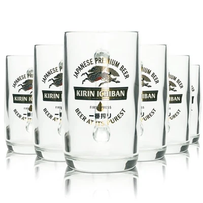 6x Kirin Ichiban Bier Glas 0,3l Krug Pint japanische Beer Gläser Premium Seidel