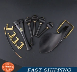 4/4 Violin Kit Violin Peg Tailpiece Chin Rest Fine Tuners Ebony Wood End Pin US - Picture 1 of 8