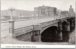 Locust Street Bridge Des Moines Iowa IA Roadway Bridge Postcard - Picture 1 of 2