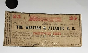 Western and Atlantic Railroad 25 Cent Schein 1. Juli 1862, Great Railroad Chase - Bild 1 von 4