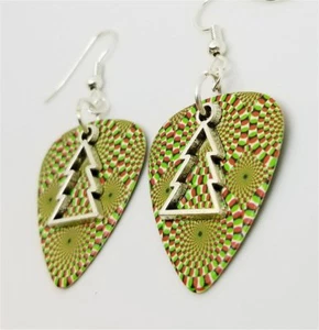 Christmas Tree Charm Guitar Pick Earrings with Surgical Steel Earwires - Picture 1 of 16
