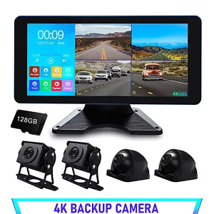 128G Dash Cam 4K 4CH 4AHD Recording in Car DVR Camera Rear 10.36" for Truck Van - Picture 1 of 9