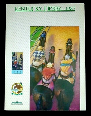  Póster y talón de boleto original vintage del 113º Derby de Kentucky 1987 Alysheba Foto 1 de 4