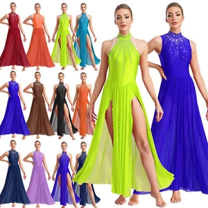 Ärmelloses modernes lyrisches Damenkostüm Split Kleid Ballett Tanzkleidung - Bild 1 von 123