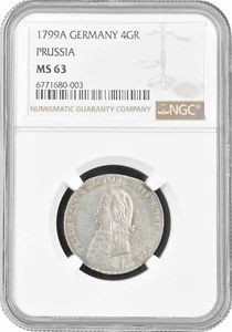 Preußen 4 Groschen 1799 A, NGC MS63, "König Friedrich Wilhelm III. (1797 - 1840)" - Bild 1 von 2