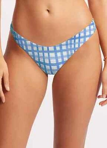 Seafolly L34848 Blue Amalfi Check High Cut Swim Bottom Size US 8 - Picture 1 of 4