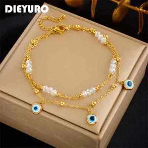 Double Layer Eye Anklet Stainless Steel for Women Trendy Non-Fading Jewelry - Picture 1 of 7