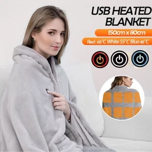 USB Electric Heated Throw Blanket Warm Poncho Wrap Blanket Portable heated Shawl - Picture 1 of 11