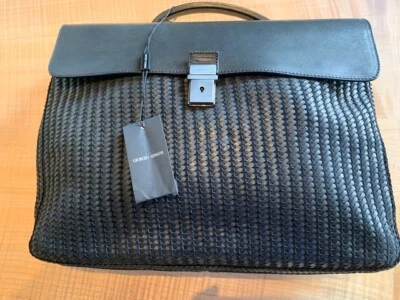 Портфель Giorgio Armani тканый черный кожаный Италия - Изображение 1 из 4