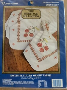 Vogart Crafts "Kirschen" (4) 14" x 14" gestempelte Servietten schön! - Bild 1 von 3