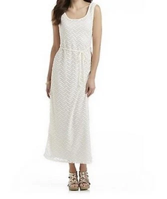 Women's Vacation party Evening Cruise Church Pointelle Ivory Maxi Dress size XL - Image 1 of 4