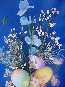 EASTER: 16" SPRING FLOWER SPRAY w/ Eggs For Crafts, Floral Arrangement, etc NEW - Picture 1 of 6