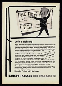 3w8024/ Alte Reklame von 1960 – Bausparkasse der SPARKASSEN - Bild 1 von 1