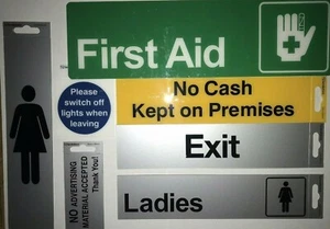 Strong Self Adhesive Signs First Aid Office Exit Toilet No Junk Mail Free P+P - Picture 1 of 33