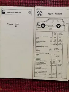 VW 411 412 Variant DAT Liste ET u.s.w von 1979 - Bild 1 von 1