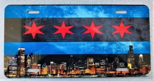 CHICAGO SKYLINE FLAG ALUMINUM FRONT LICENSE PLATE - Bild 1 von 1