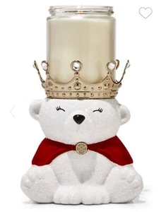 Bath & Body Works Royal Polar Bear Pedestal Single Wick Candle Holder NEW - Picture 1 of 6