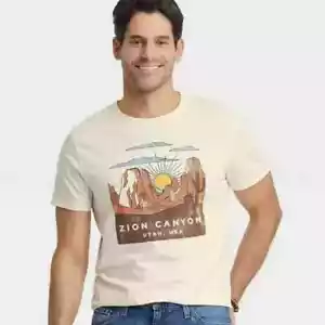 Men's Short Sleeve Graphic T-Shirt - Goodfellow & Co Cream/Landscape Size: S () - Picture 1 of 1