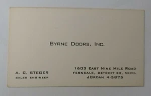 Byrne Doors, Inc - A C Steger - Detroit, MI Visitenkarte - Bild 1 von 1