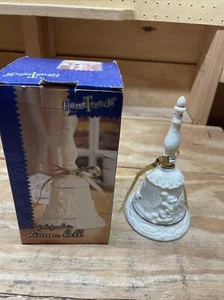 Home Trends Jade Porcelain Dinner Bell Gold Accents Holiday Decoration 8" - Picture 1 of 12