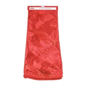 Holiday Time Tree Skirt, Red Poinsettia, 48" - Picture 1 of 1