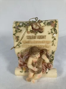 Ángel de Navidad Música Pergamino Arpa Adorno Querubín Noche Silenciosa - Imagen 1 de 6