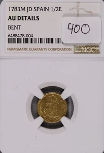 1783-M JD Spain Gold 1/2 Escudo NGC AU Details Bent #8-004 - Picture 1 of 2