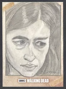 THE WALKING DEAD SEASON 6 Topps 2017 SKETCH CARD by CLINTON YEAGER of TARA - Picture 1 of 3