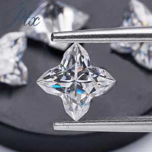 Certificate Loose Moissanite Stone Clover Lily Cut D Color Diamond Test Poistive - Picture 1 of 12