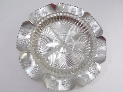 Bandeja metálica estampada redonda de 10" de servidor vintage vidrio decorativo bandeja dividida de 7" b23 Foto 1 de 4
