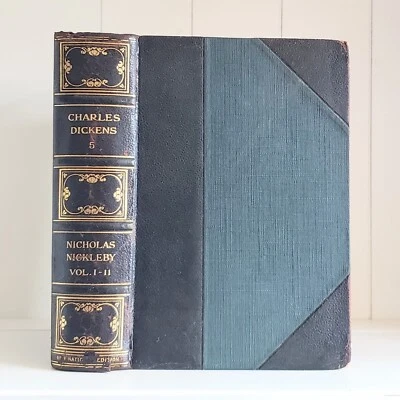 Nicholas Nickleby Charles Dickens Antique Leather Victorian Classic Uncut Pages  Foto 1 de 4