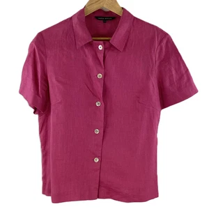 Laura Ashley kurzärmliges Leinenhemd rosa Knopfleiste UK 12 - Bild 1 von 7