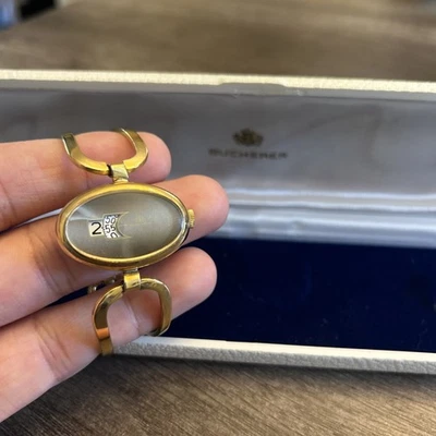 Vintage Bucherer Women’s Watch Oval Gold Tone Exotic Running - Image 1 of 4