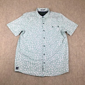 William Murray camicia uomo verde medio bianco leopardato bottoni davanti elasticizzata casual - Foto 1 di 14