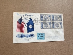 US 1937 Navy FDC #794 BLK4 + Navy Banner Cachet + Habana Foreign Destination - Picture 1 of 2