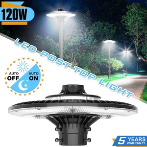 120W LED Post Top Light Commercial Circular Pole Fixtures Dusk to Dawn Photocell - Picture 1 of 12