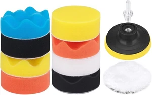 Esponja Pulir 11 Pcs Para Coche Con Adaptador Taladro Y Almohadillas Cera Lana - Picture 1 of 9