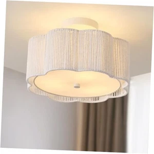 Lámparas de techo de ratán montaje empotrado, luz boho de 3 luces 13,4" blanca - Imagen 1 de 8