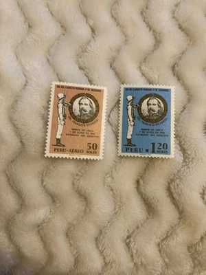 Ejército Día 9 Dic, Coronel Francisco Bolognesi, Juego de 2, Perú 1969, aceptar oferta Foto 1 de 3