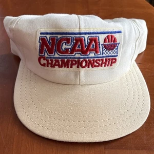 Vintage 90s NCAA Championship Basketball SnapBack Cap Hat White USA - Picture 1 of 12