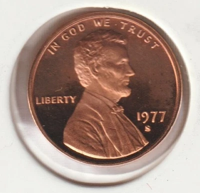 Rare US Old 1977-S Lincoln Penny Memorial Cent Mirror Proof Set Collection Coin - Image 1 of 2