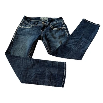 Pantalones de mezclilla para mujer Daytrip Aquarius de tiro bajo capri recortados elásticos azules talla 26 Foto 1 de 4