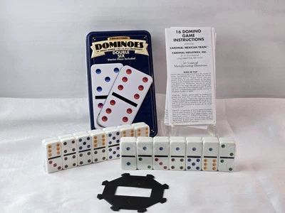 Cardinal Industries Inc. Double 6 Dominoes In Tin Assorted Colors New Sealed  - Image 1 of 4
