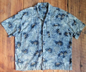 GEORGE Herren Hemd 2XL XXL 100% Seide Blau Ananas Hawaii Strand Tropical - Bild 1 von 6