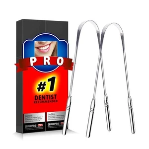 2-Pack Tongue Scraper for Adults & Kids, 100% Stainless Steel Tongue Cleaners... - Picture 1 of 8