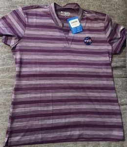 Nueva con etiquetas Nueva Camisa de Golf COLUMBIA Para Mujer XXL Omni Mecha Chatter Azul Rayas Cuello en V - Imagen 1 de 3