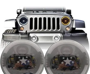 For 2007-2017 Jeep Wrangler JK JKU 7" Halo LED Headlights DRL Amber Turn Signal - Picture 1 of 5